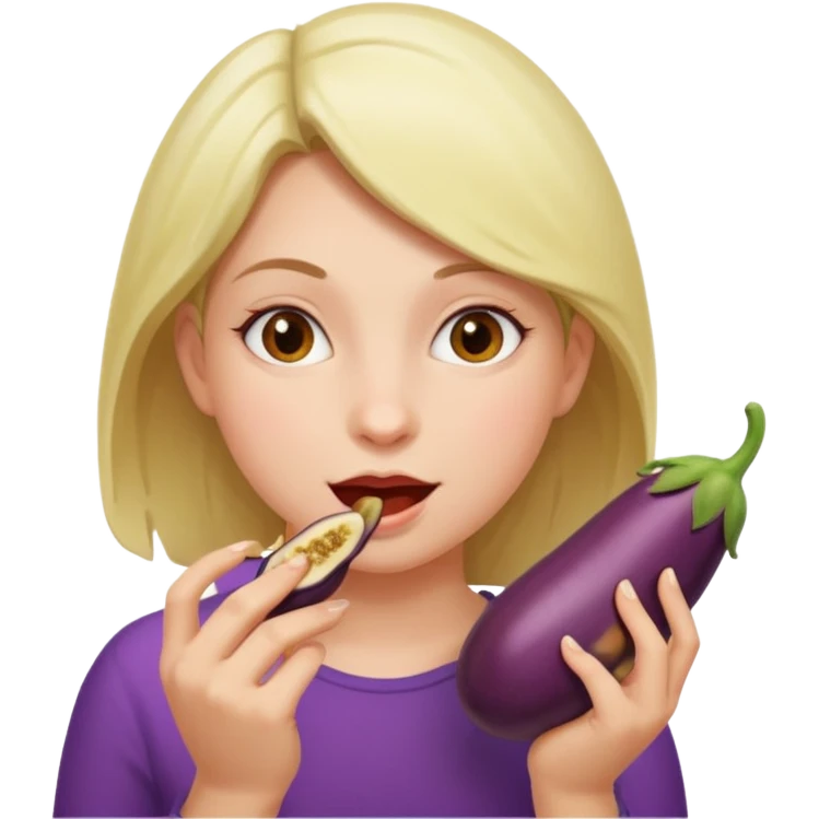 girl eating eggplant emoji