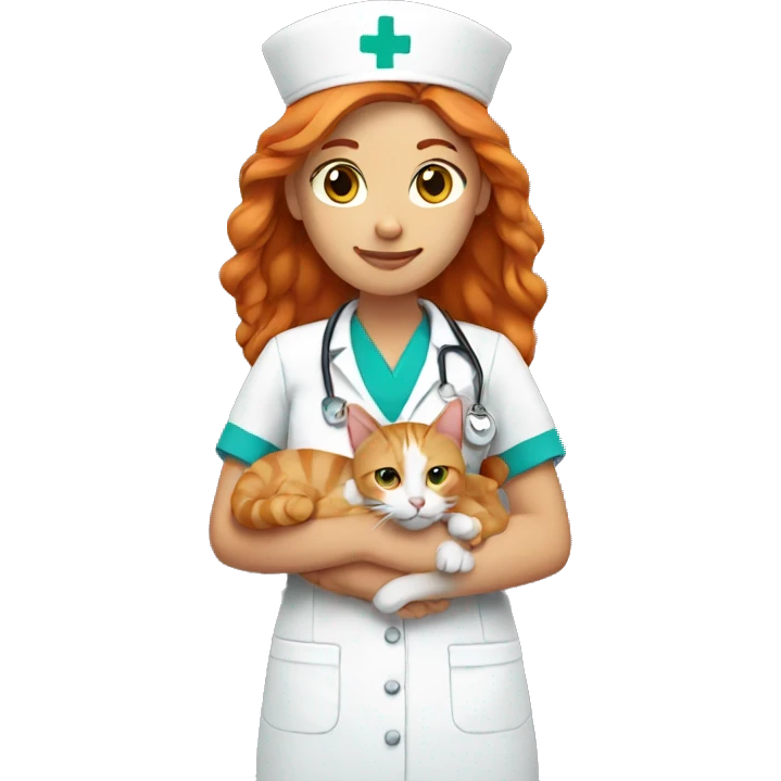 ginger nurse holding cat emoji