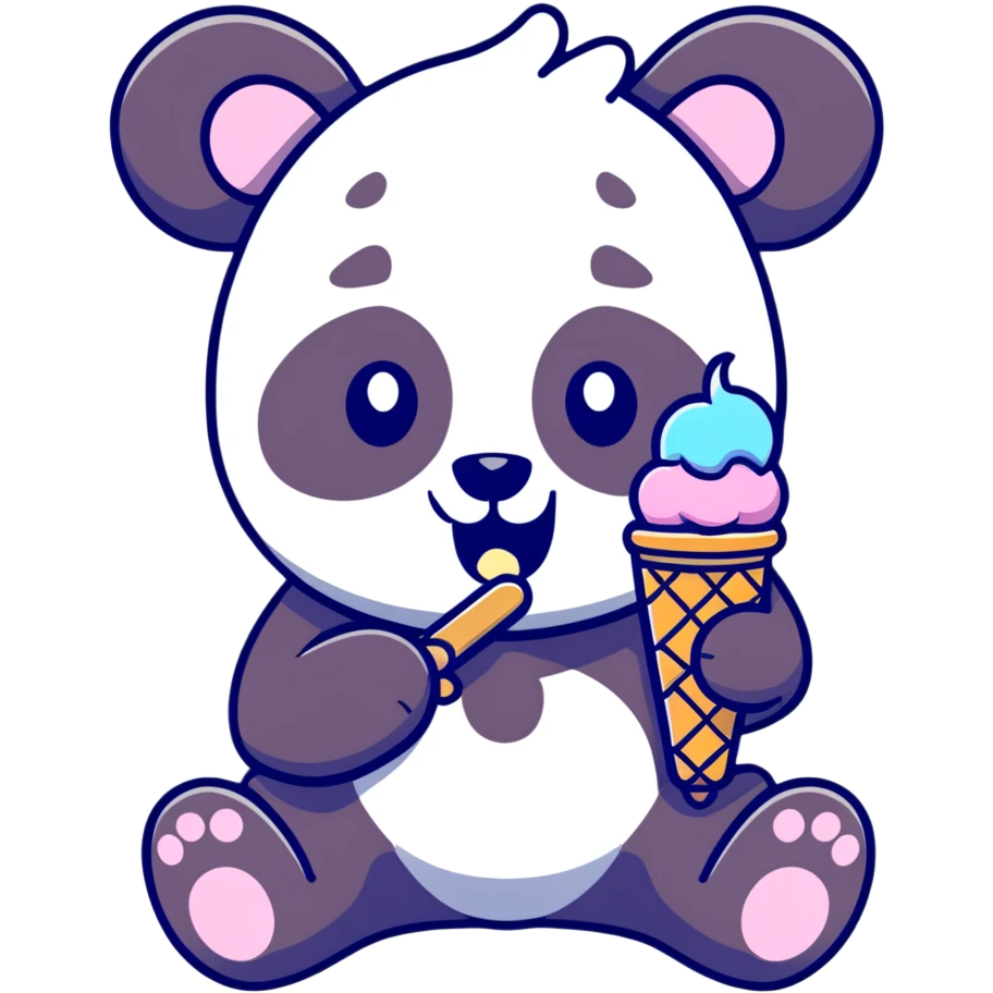 Panda eating ice cream emoji