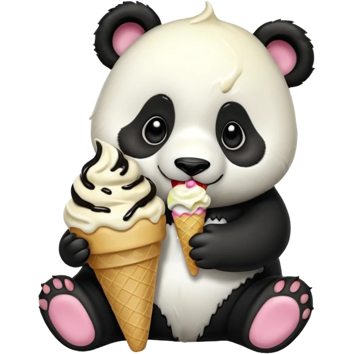 Panda eating ice cream emoji