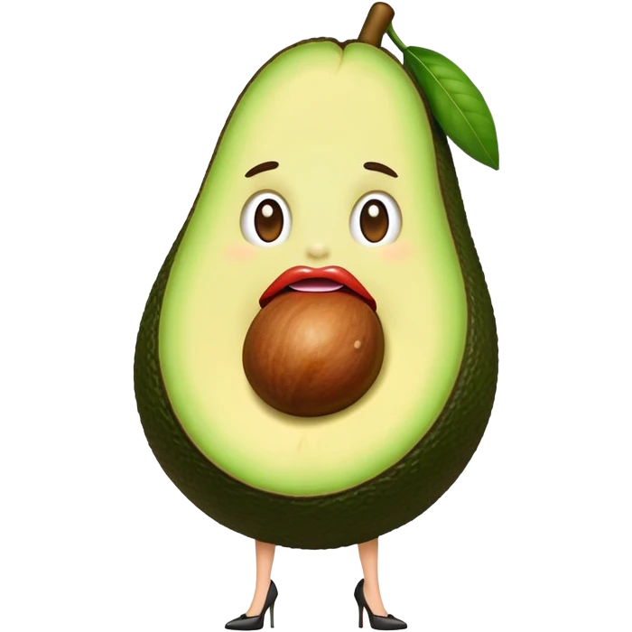 Avocado with face and big lips with heels and legs emoji