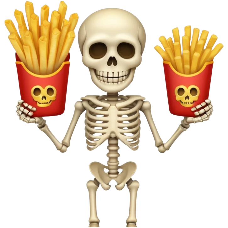 Skeleton holding French fries emoji
