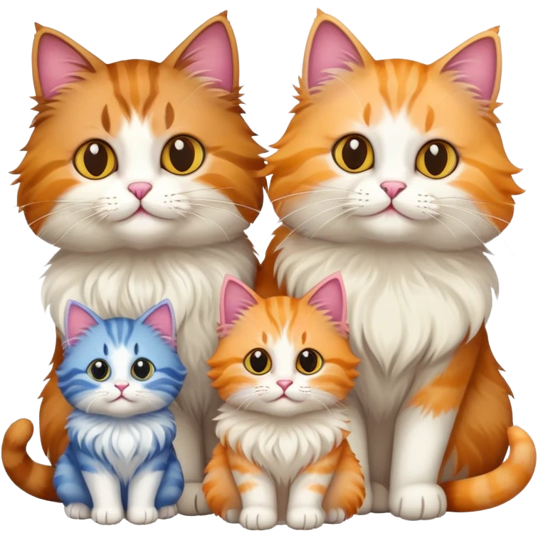 cat family with mother and kittens emoji