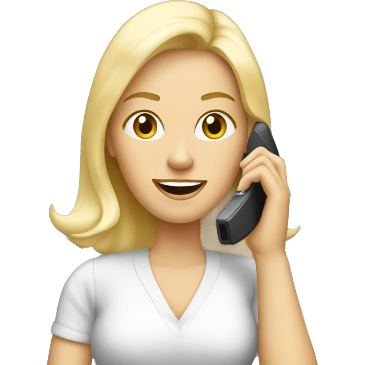 Blonde woman calling on cell phone emoji