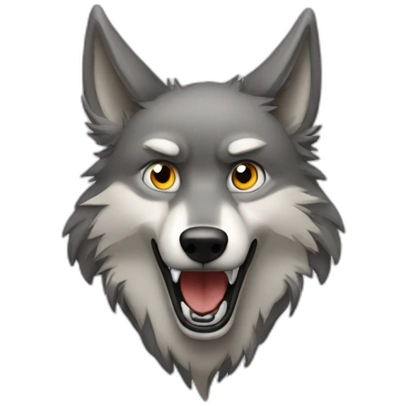 cartoon wolf howling with disproportionate eyes out of socket emoji