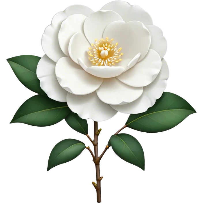 single White Camellia, straight stem emoji