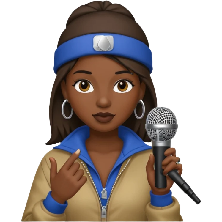 rapper woman with microphone emoji