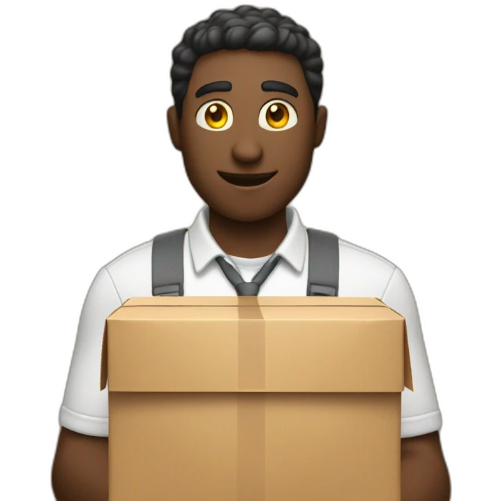 A man giving a package with the word attention written on it emoji