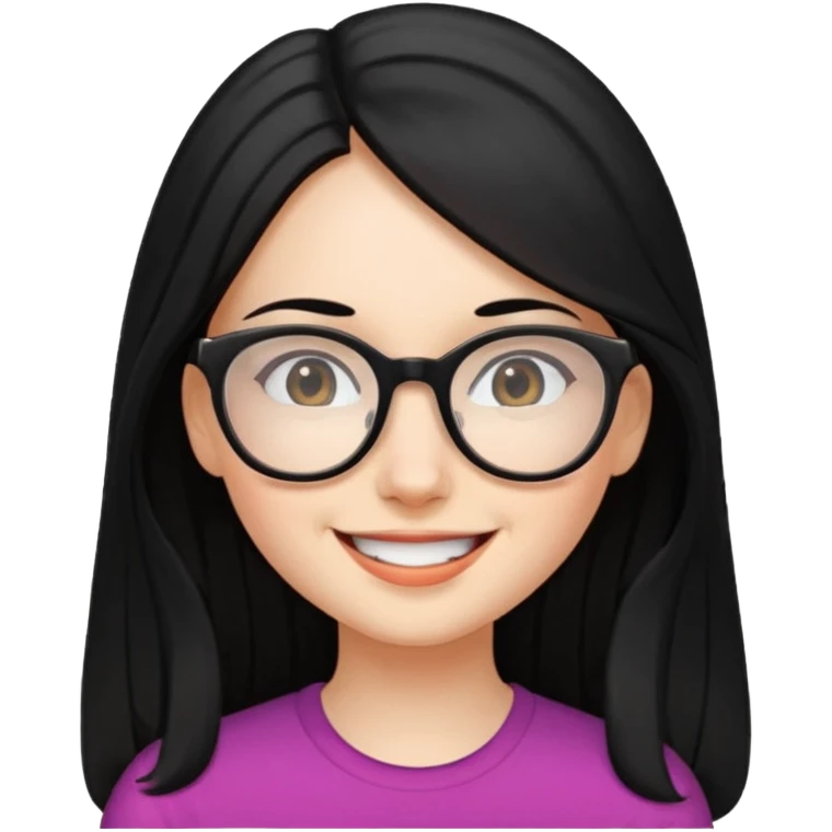 chica cabello largo negro, con lentes que este muy feliz emoji