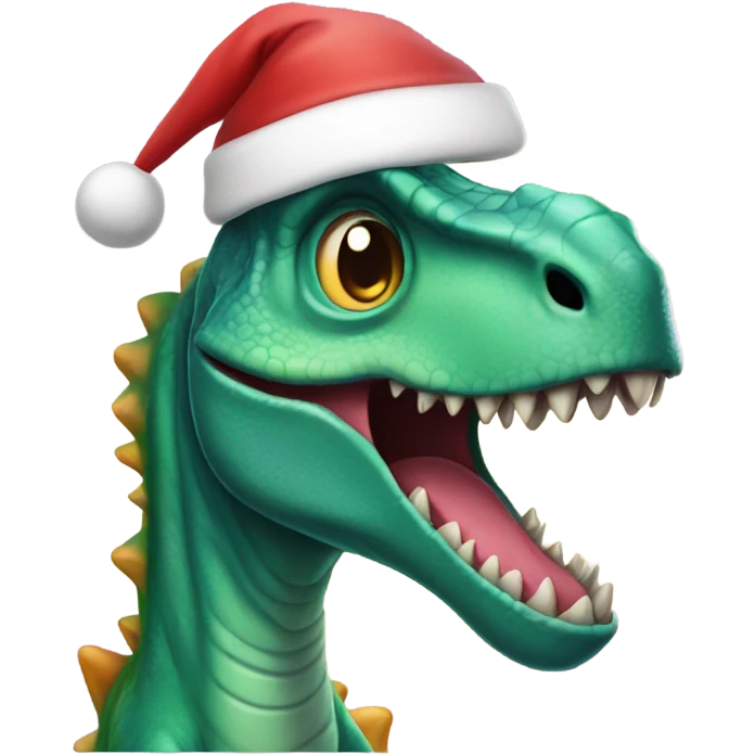 Dinosaur wearing a santa hat emoji