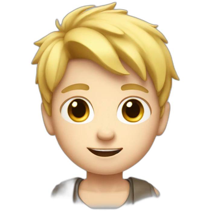 young boy, white skin, raising arms emoji