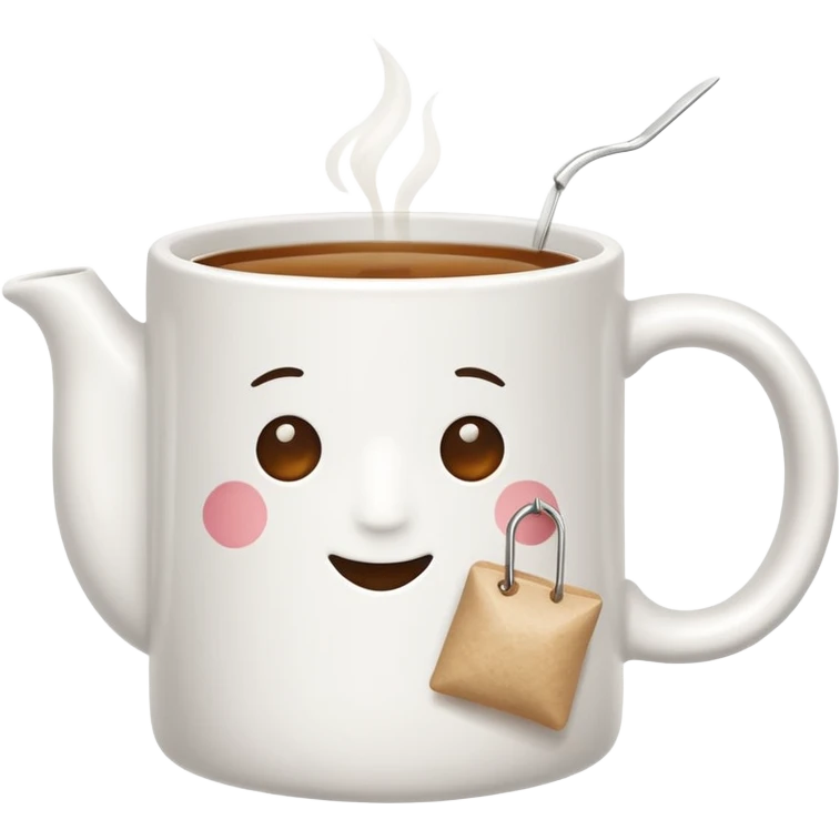 white mug with a tea bag emoji