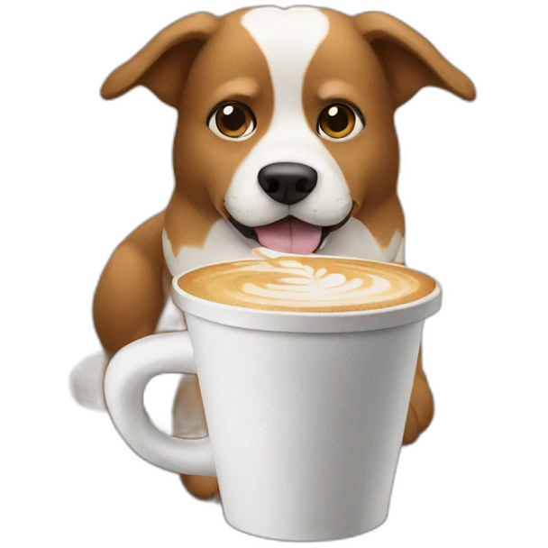 Dog having a Starbucks coffee emoji
