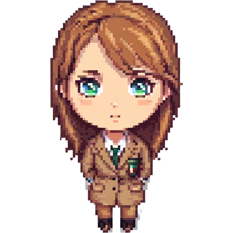 female recruiter, cute, pixel art with big eyes emoji