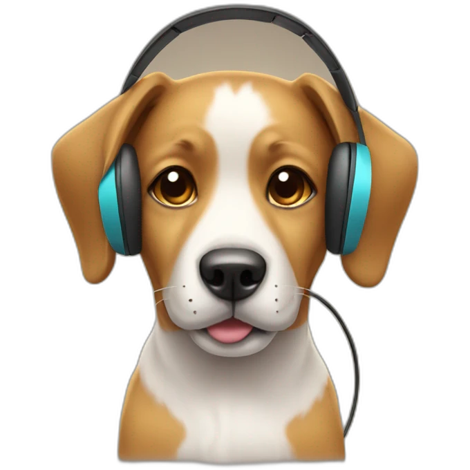 cute dog with headphones emoji