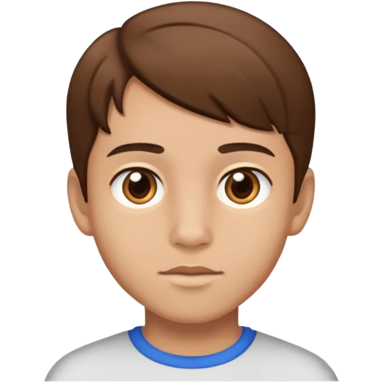 Boy with light skin and brown eyes and brown hair parted in the middle emoji
