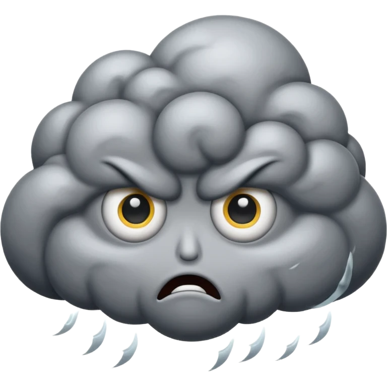angry Thunderstorm Cloud, eyes, gray emoji