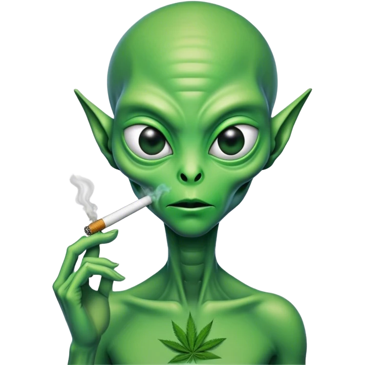 alien smoking weed emoji