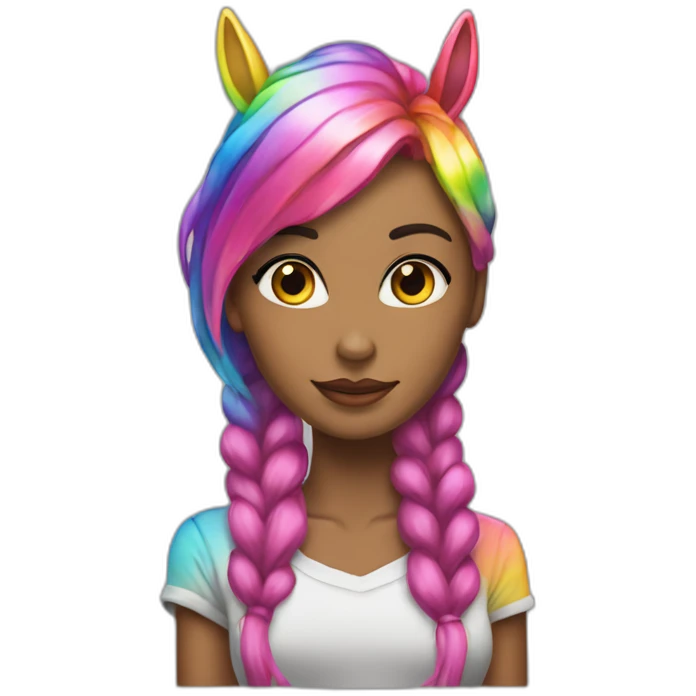 Posh-Girl-with-raibow-unicorn-hat emoji