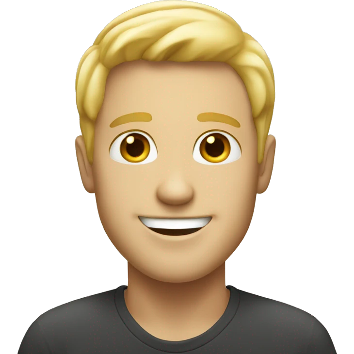 blonde white guy with friendly smile emoji
