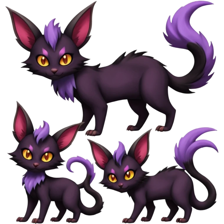 Dark gloomy gothic Black edgy cute Noivern-Noibat-Purloin-Torracat-Lykoi-Caracal-cat-Fakemon-fusion-hybrid-creature with an imp tail  emoji