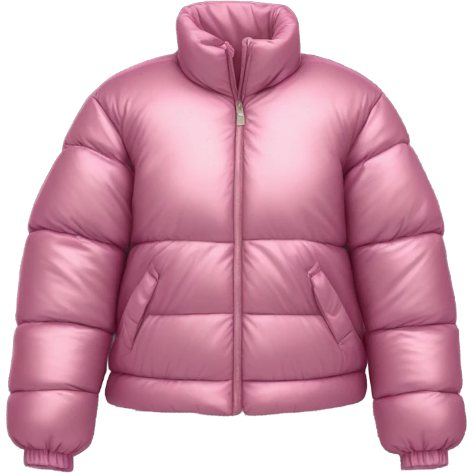 Realistic isolated side view of an open metallic pink cropped puffer jacket. emoji