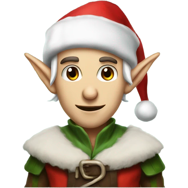 rogue male elf fantasy wearing santa hat emoji