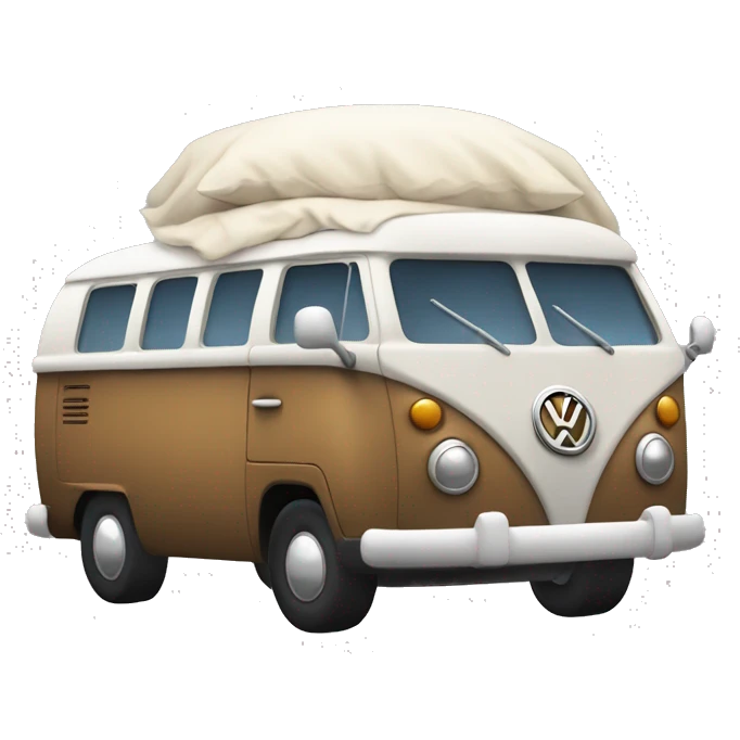 A person in bed dreaming of a vw bus emoji