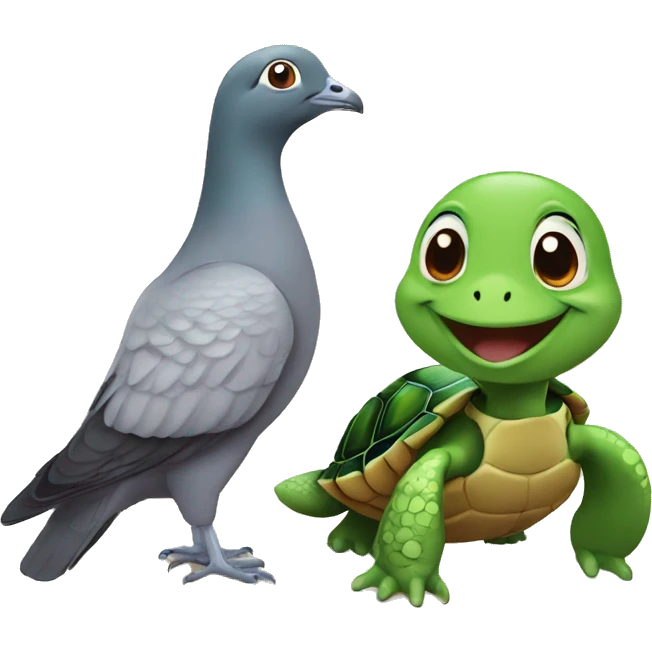 Pigeon and turtle friends  emoji
