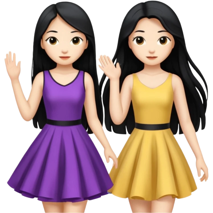 aisan girl with long black and white girl with blonde hair together going to dance at the club emoji