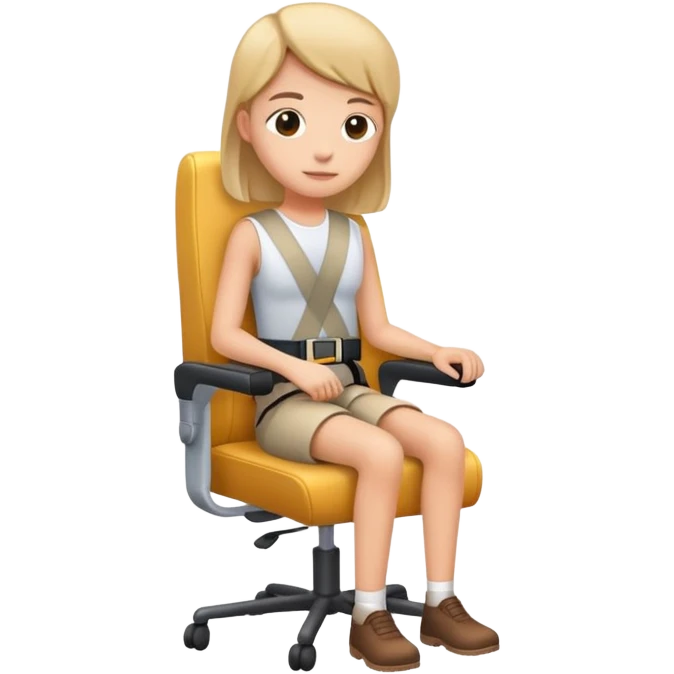 Create an emoji of a person sitting on a chair and wearing a seatbelt, similar to how someone would be strapped in inside a car. emoji