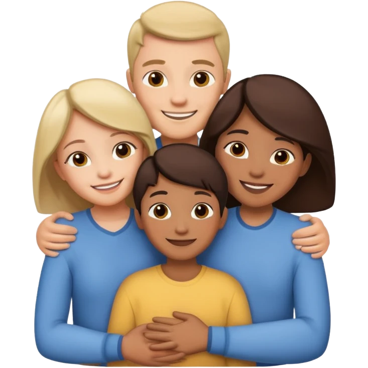 family of 5 hugging each other emoji