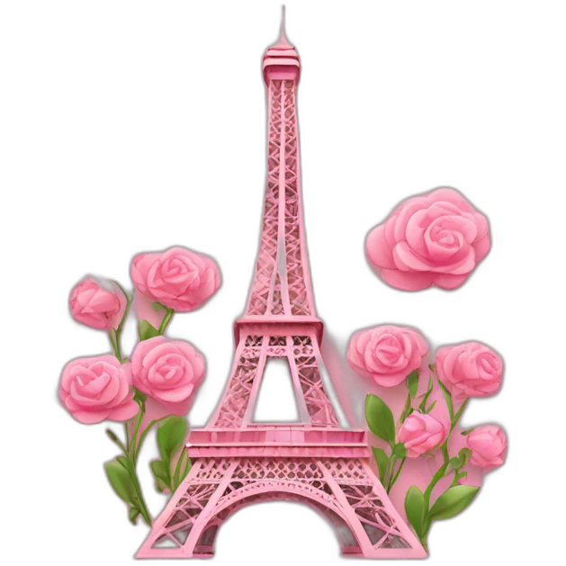 Pink Eiffel tower with flowers emoji
