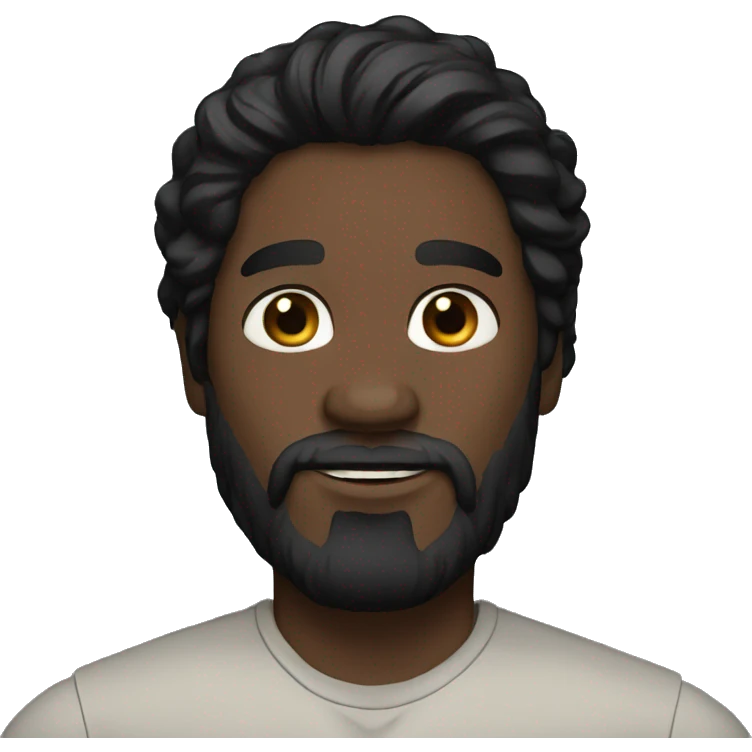 man long black hair, beard  ,black skin  emoji
