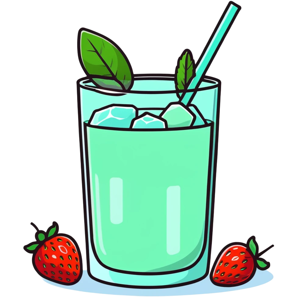 strawberry mint infused water with ice and mint garnish emoji