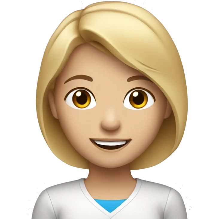 smiling girl in car interior blue eyes brown/blonde hair emoji