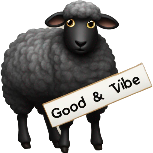 Black sheep holding sign saying “GOOD VIBE TRIBE” sign emoji