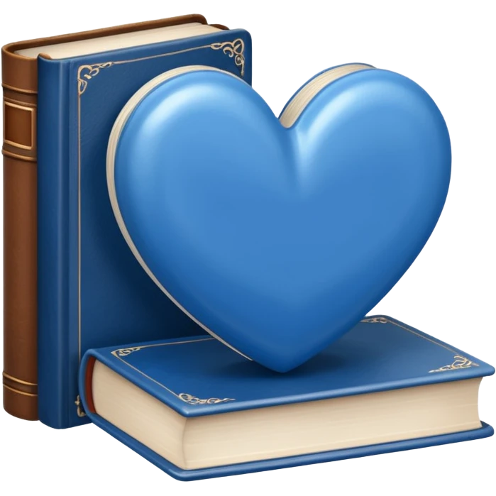  Blue and white heart + books emoji