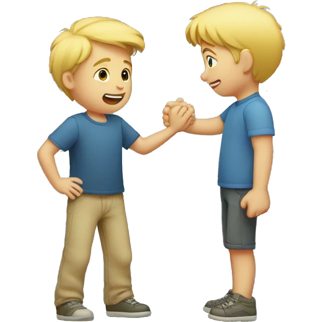 blond boy rejecting a hug from his father emoji