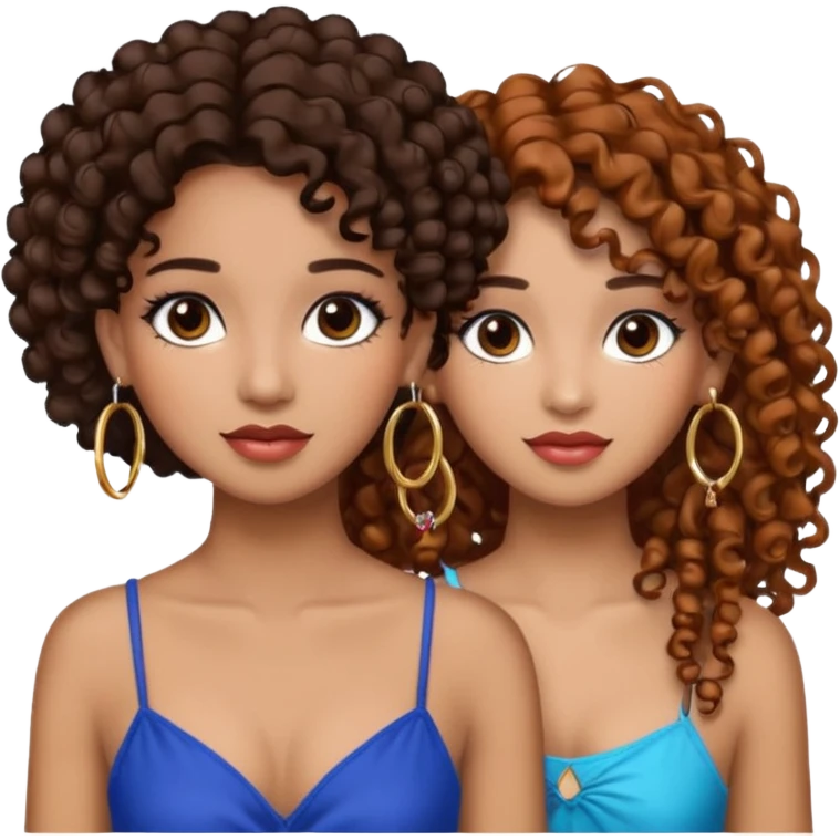 One, Puerto Rican, fair skin brown hair it has to be straight with earrings and makeup. I would like the earrings to be hoop and my best friend by my side is caramel skin color with curly black hair. emoji