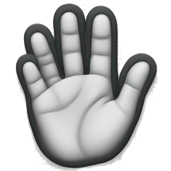 Right hand with fingers shaped as B emoji