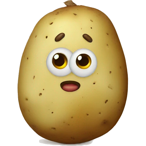A potato with  eyes and mouth emoji