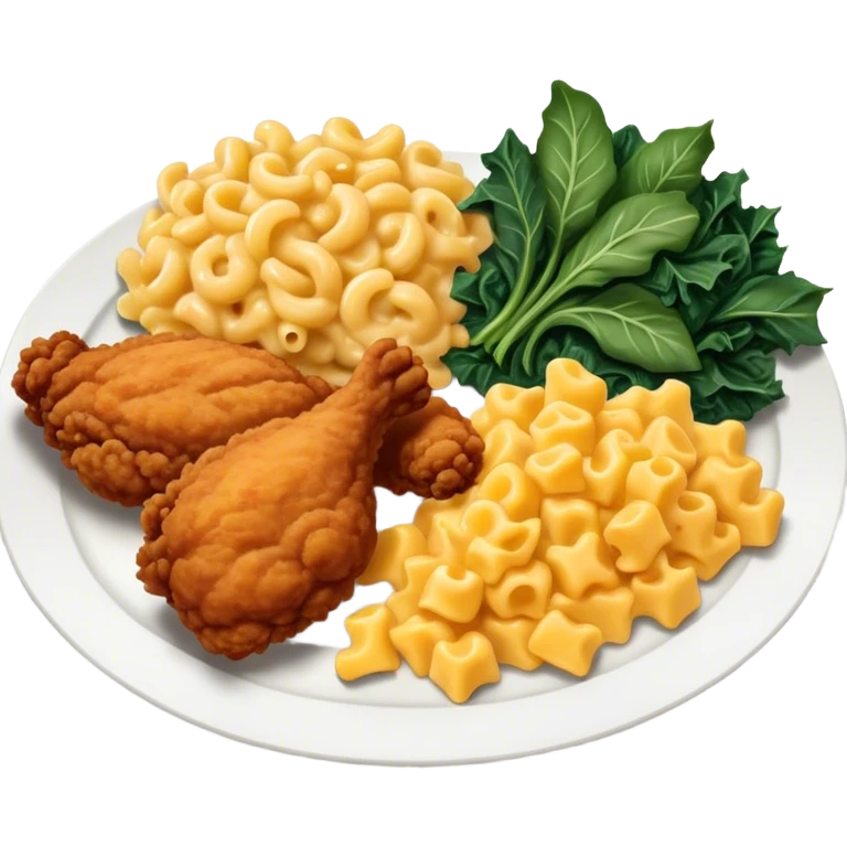Chicken, mac & cheese collard greens platter emoji