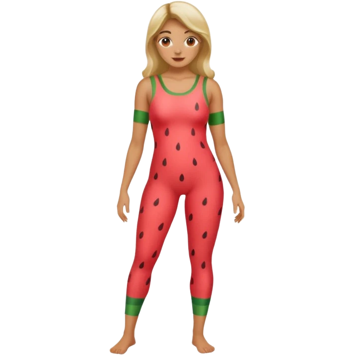woman in watermelon unitard emoji