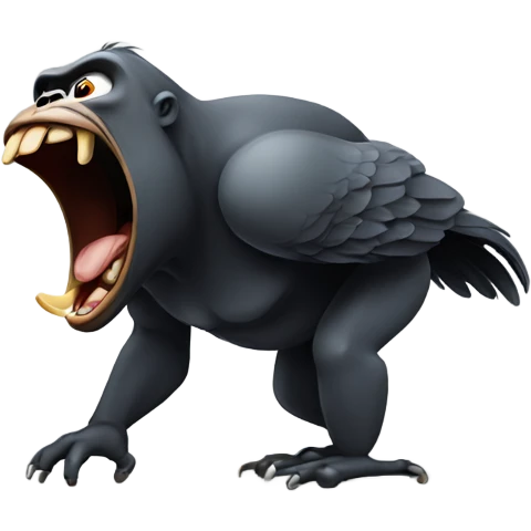 Bird with gorilla head screaming emoji