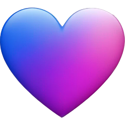 Bisexual flag colored heart, blue to purple to pink gradient  emoji
