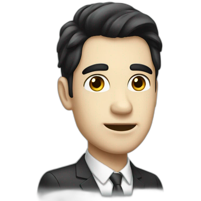 salesman with white skin black hair emoji