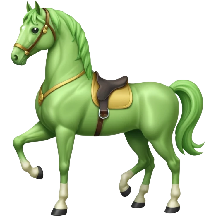 Green horse standing up with two feets  emoji