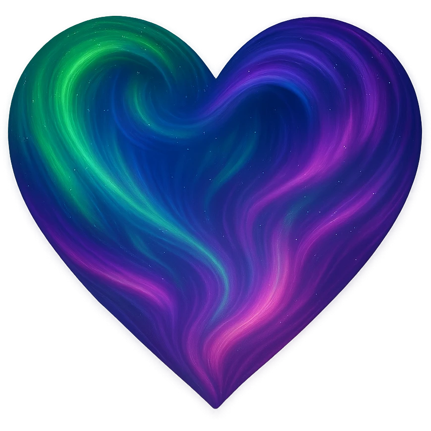 heart with a swirling aurora effect, no background emoji