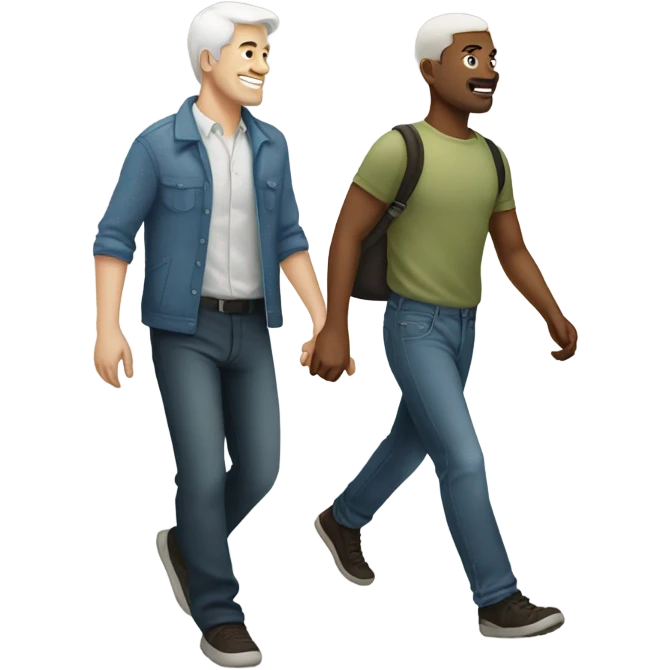 white skin man walking with his friend  emoji